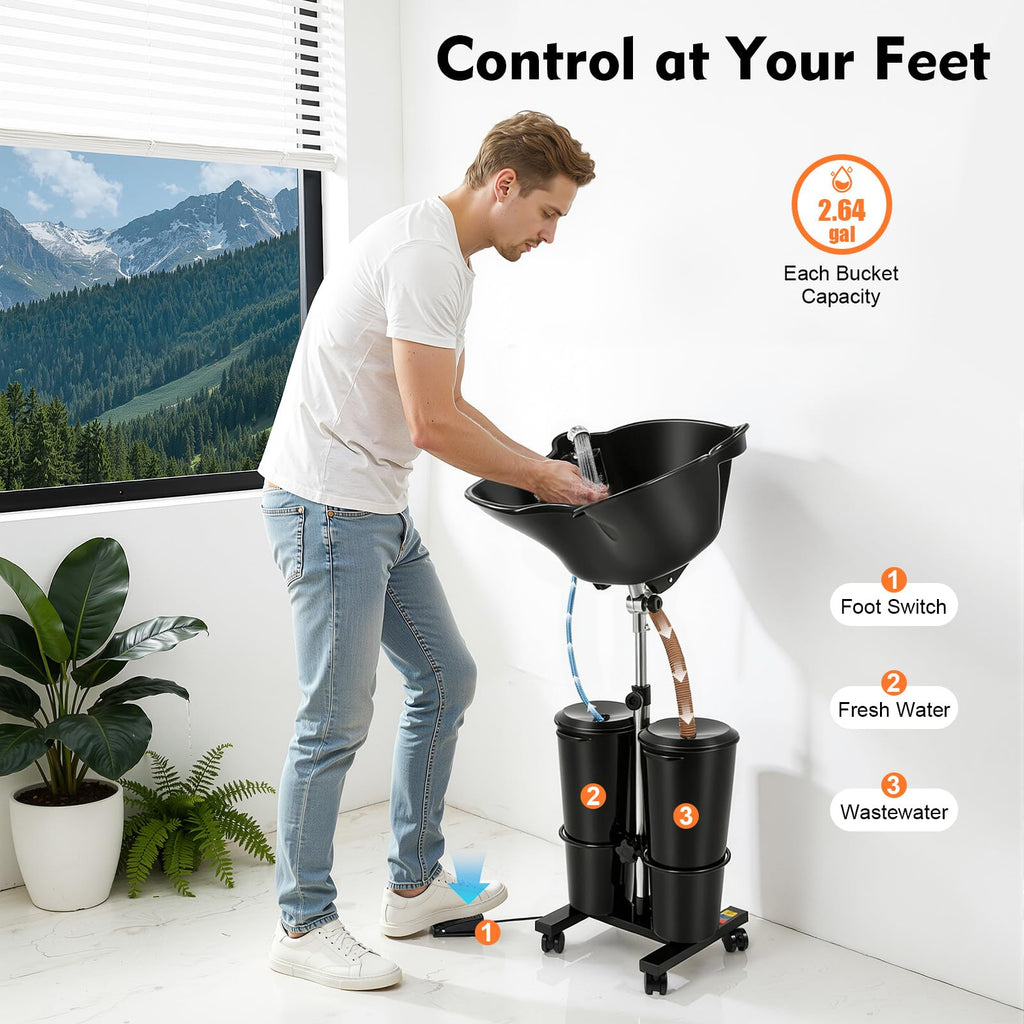 Portable Height Adjustable Shampoo Bowl with Electric Pump T66645