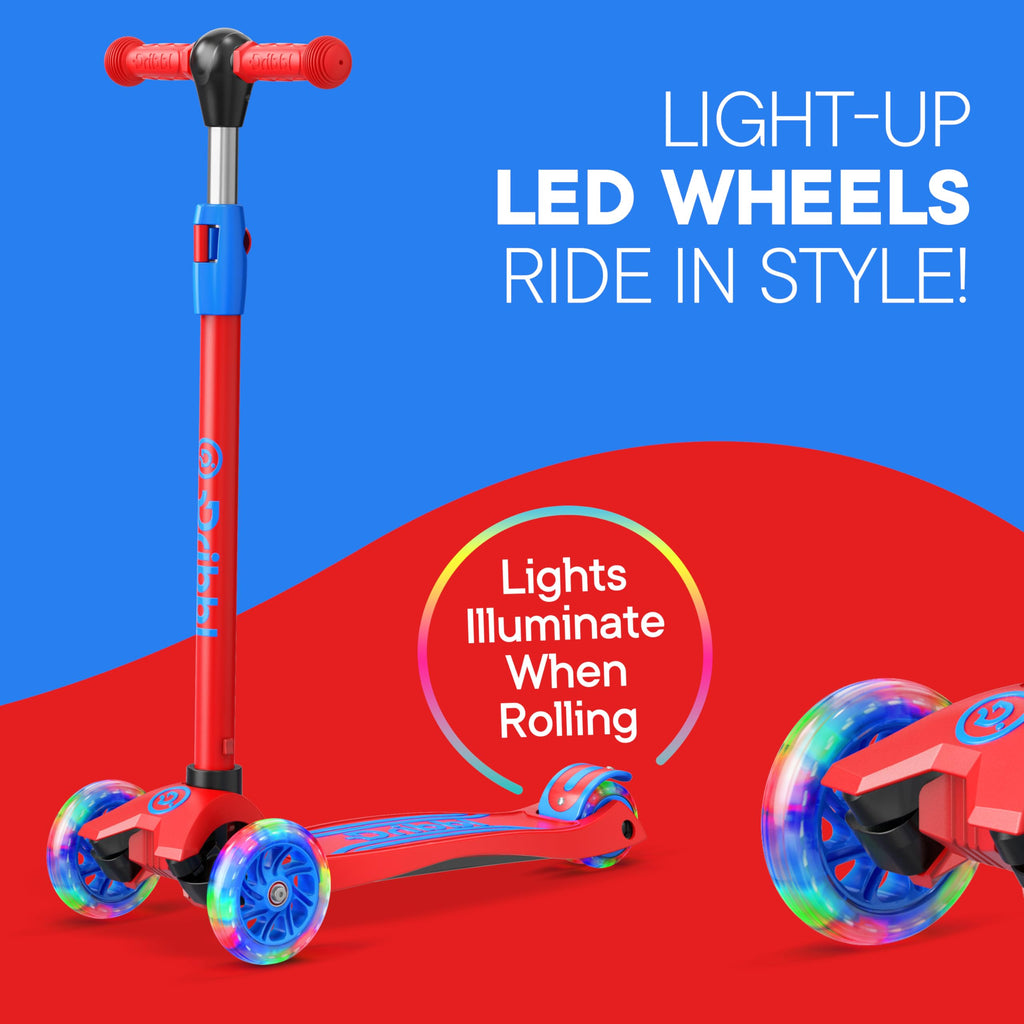 3-Wheel Kids Scooter Adjustable Height Anti-Slip Deck Red and Blue X1289