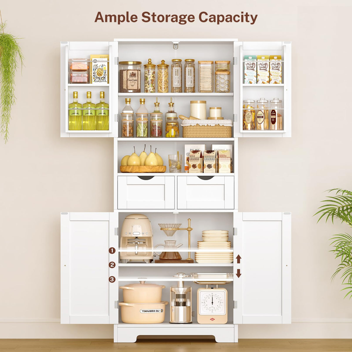 63.4"H Kitchen Pantry Cabinet with 4 Door Shelves F2252