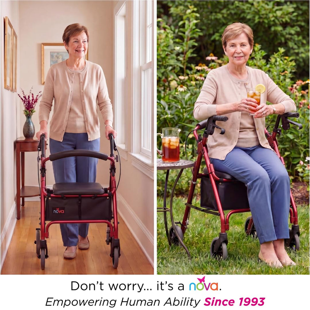 Lightweight Folding Narrow Rollator Walker with Seat F281