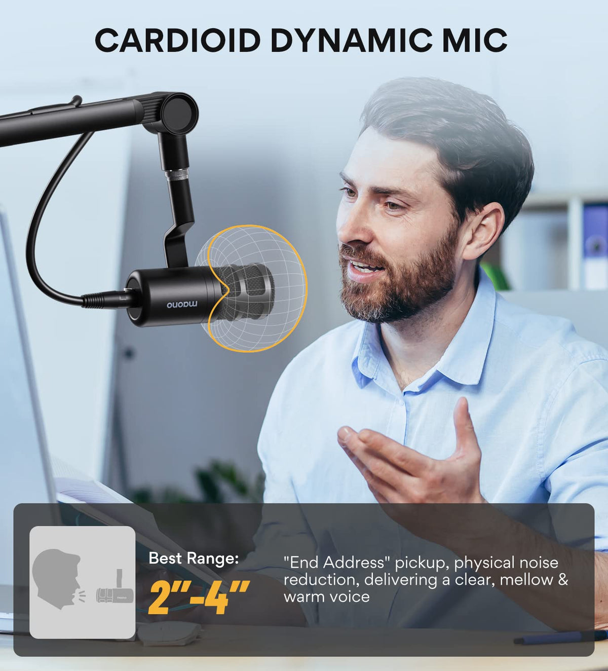 XLR Podcast Microphone, Cardioid Dynamic Metal Desk Mic T2740