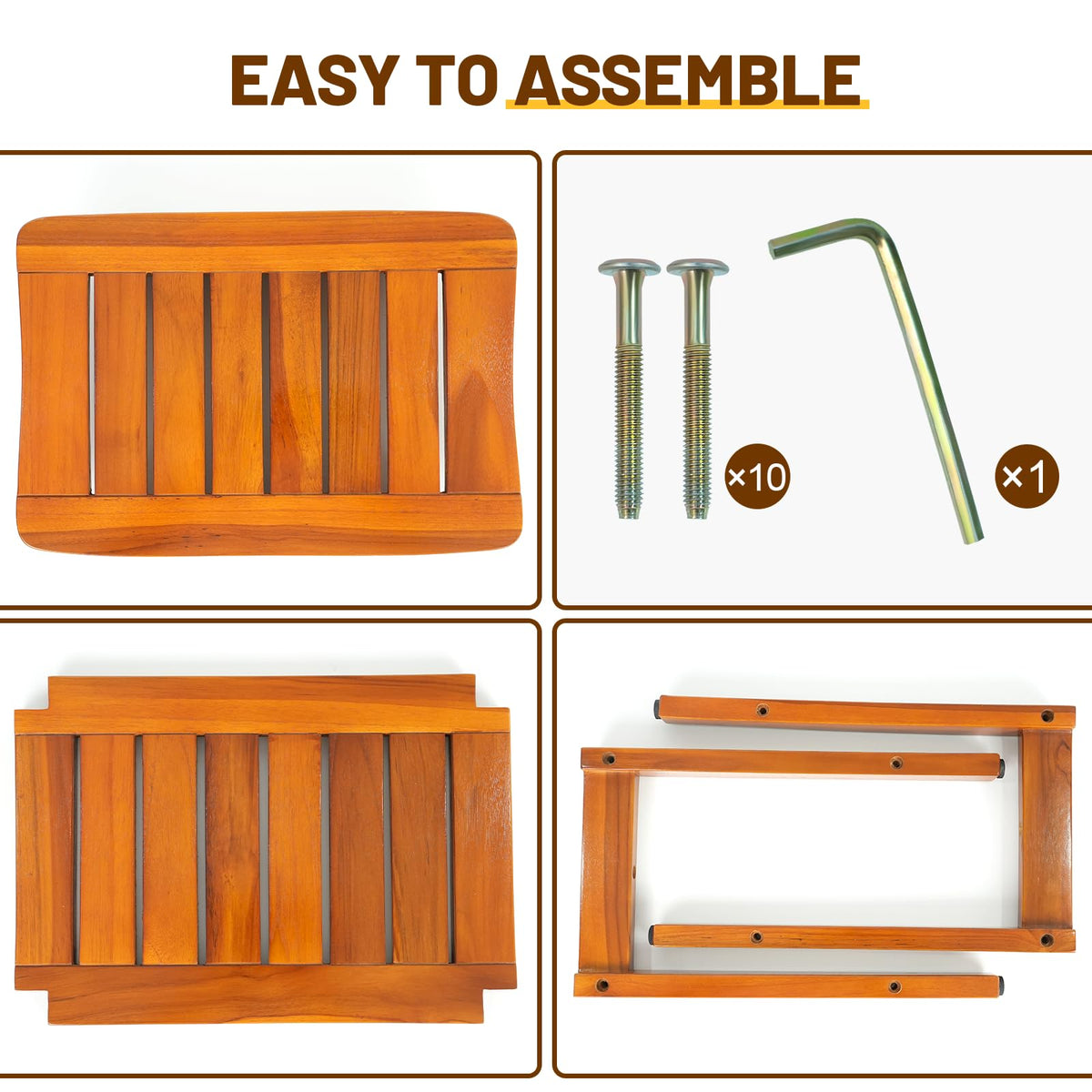 16" Teak Shower Bench with Shelf W453033