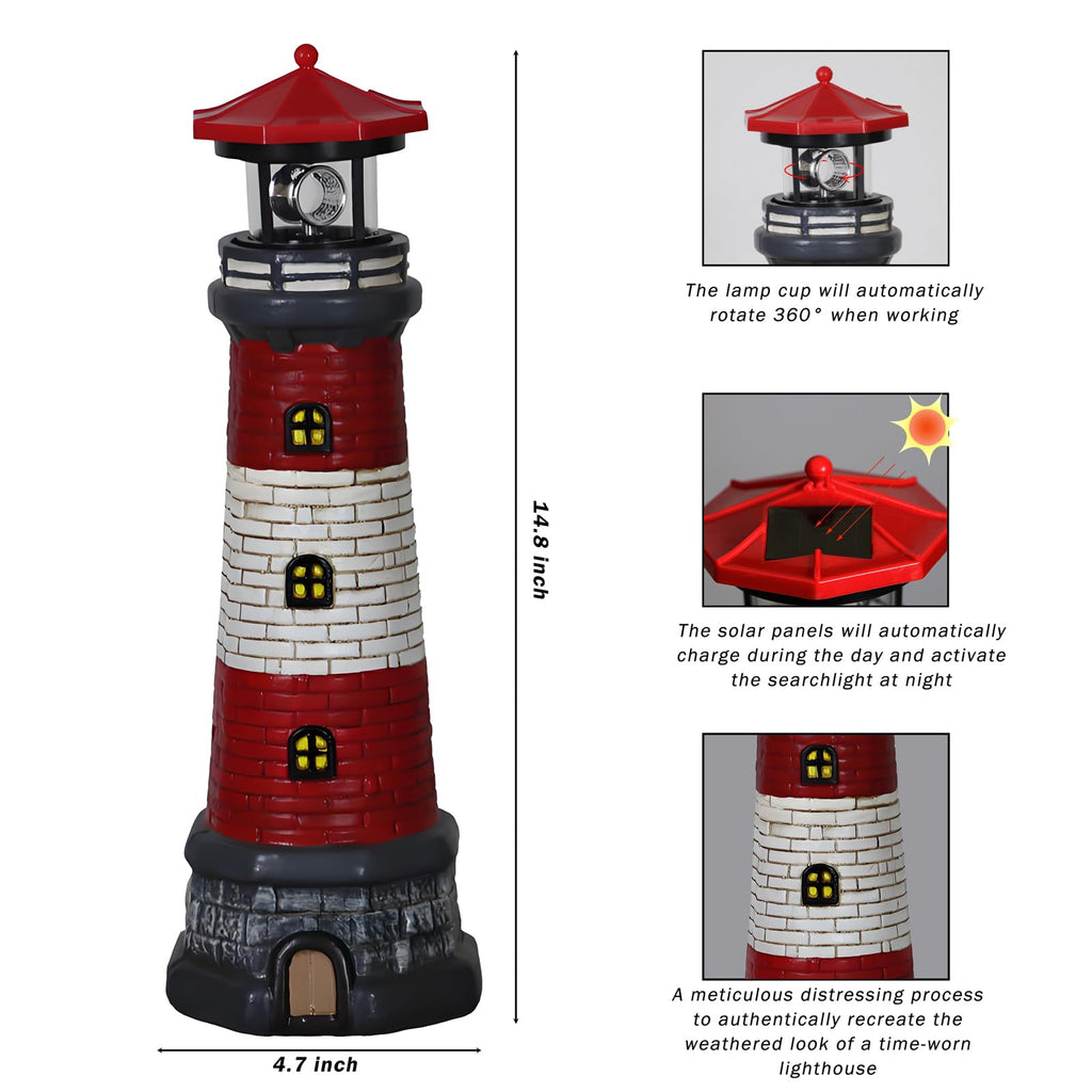 Solar Outdoor Lighthouse Garden Statue Q967