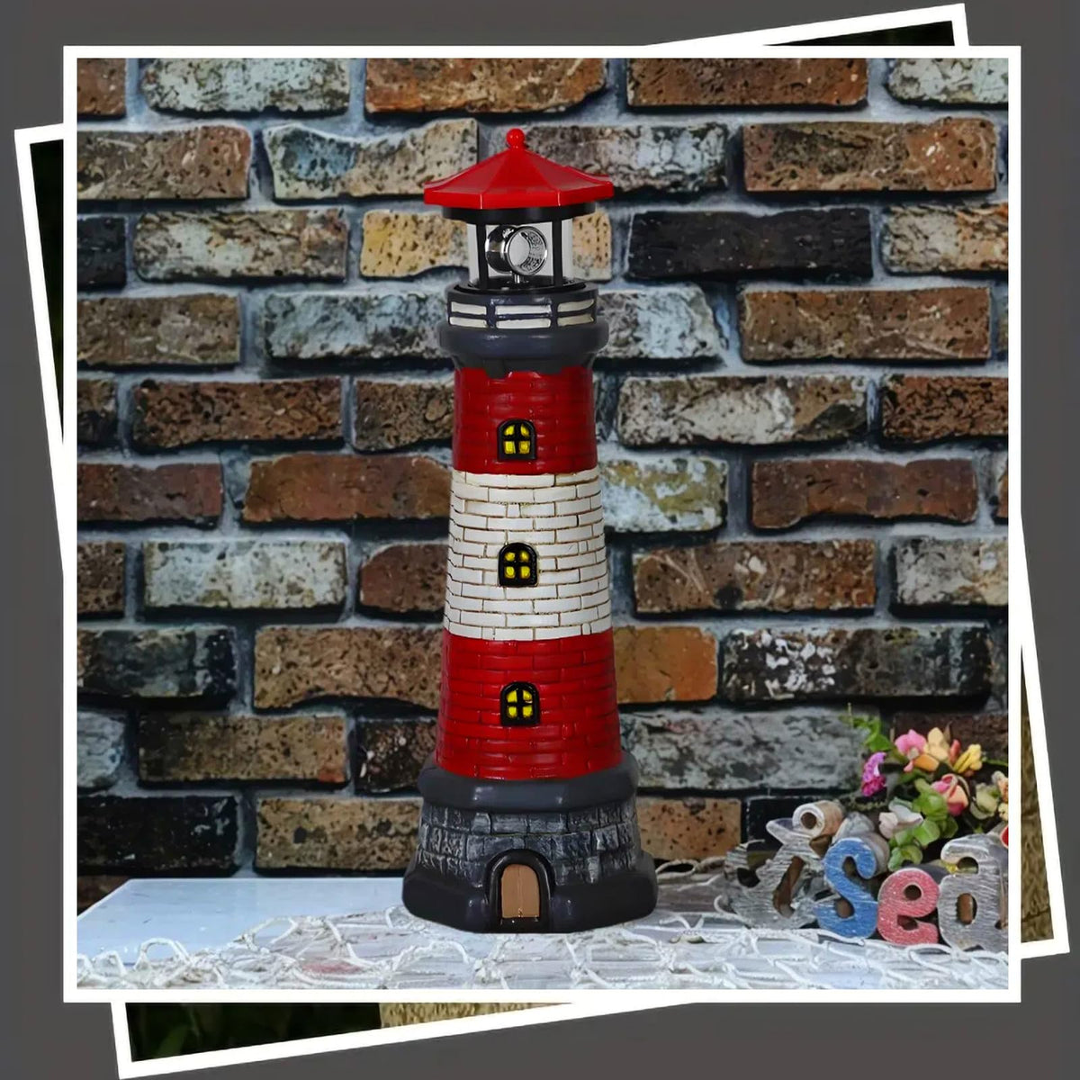 Solar Outdoor Lighthouse Garden Statue Q967