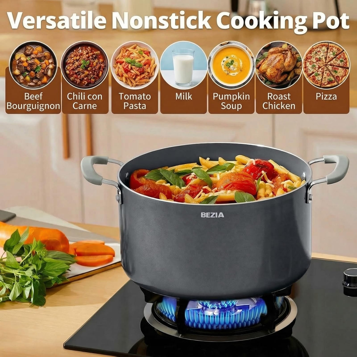 12QT Non Stick Ceramic Stock Pot with Lid J963