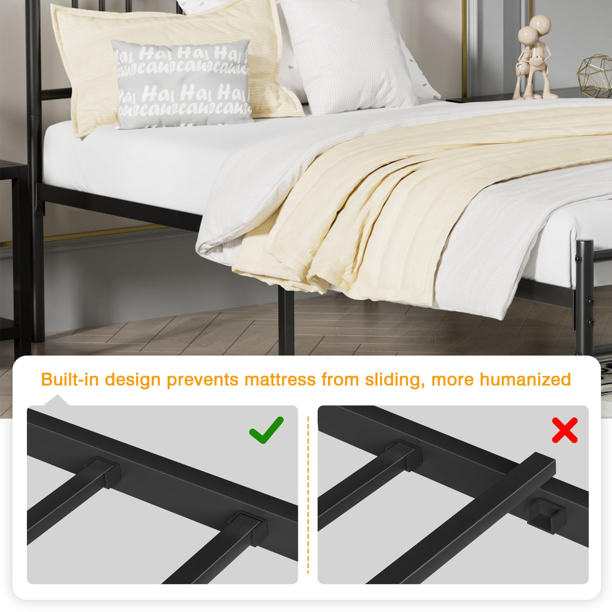 Full Metal Platform Bed Frame with Headboard and Footboard Q50000