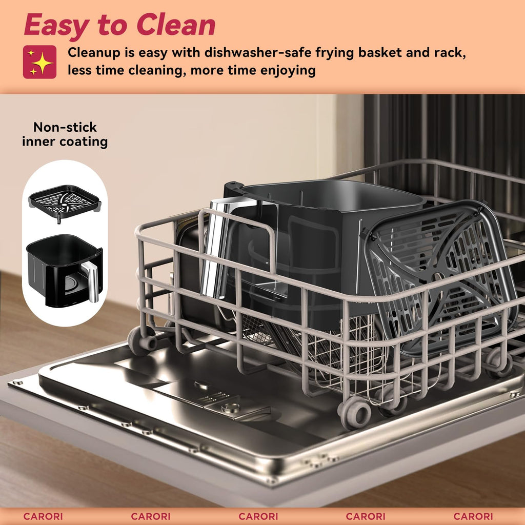 6Qt Air Fryer with Viewing Window, 12 Preset, Nonstick Dishwasher Safe Basket E4486