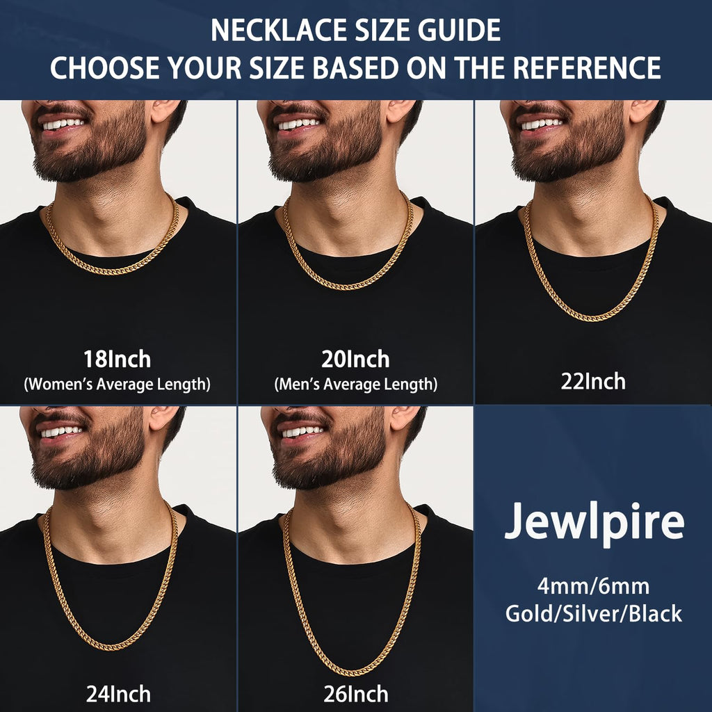 Cuban Link Chain Necklace 4mm 18K Gold Plated Stainless Steel D49982