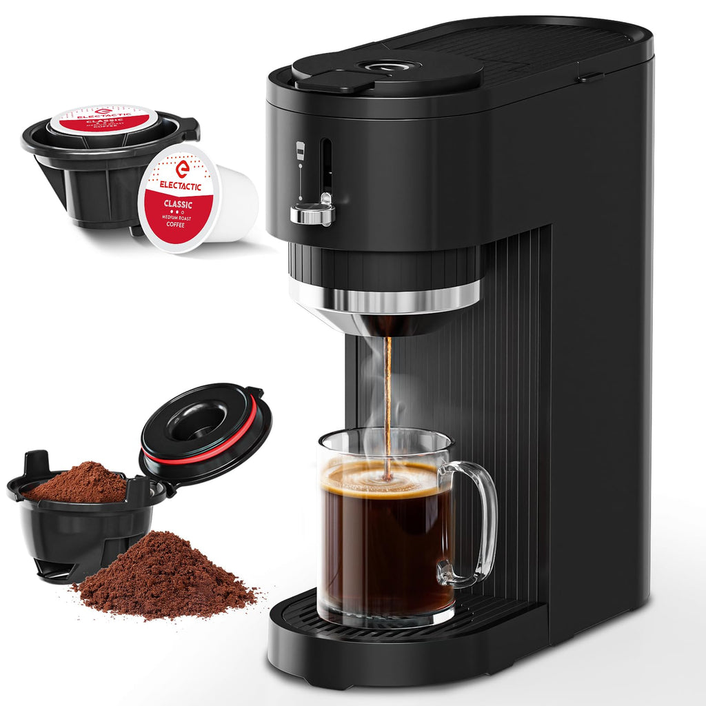 Black Single Serve Coffee Maker with 14 Oz Water Reservoir E644167