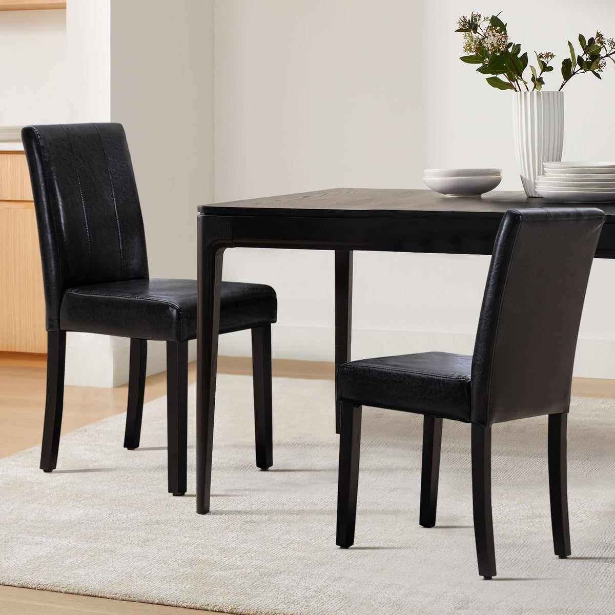 Black PU Leather Dining Chairs Set of 4 G9490