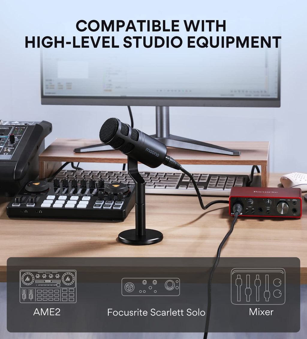 XLR Podcast Microphone, Cardioid Dynamic Metal Desk Mic T2740