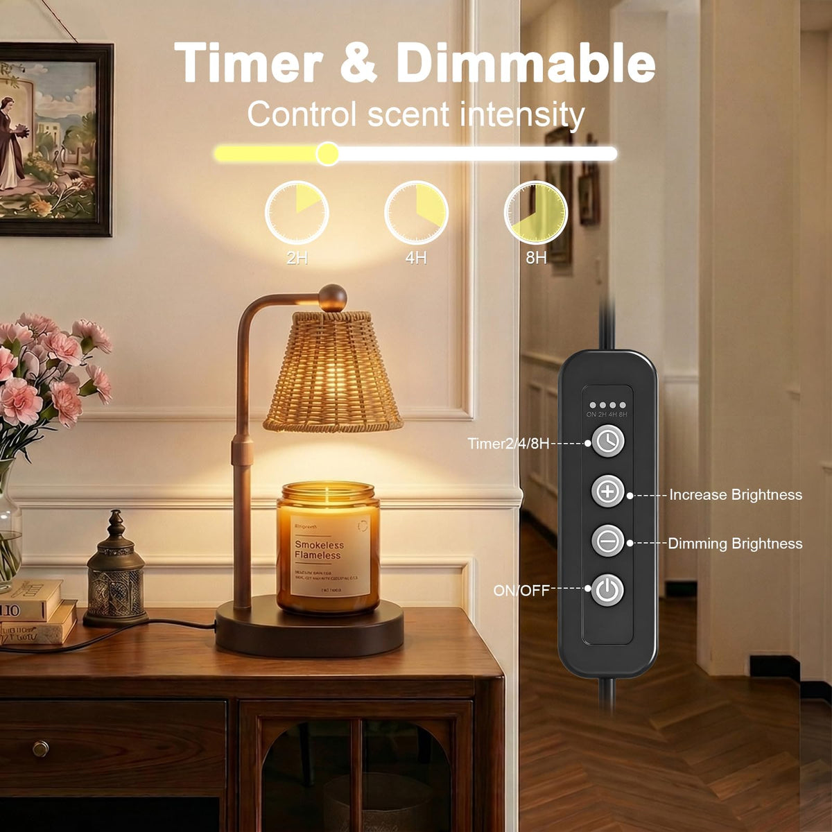 Candle Warmer Lamp with Timer, Brown J808250