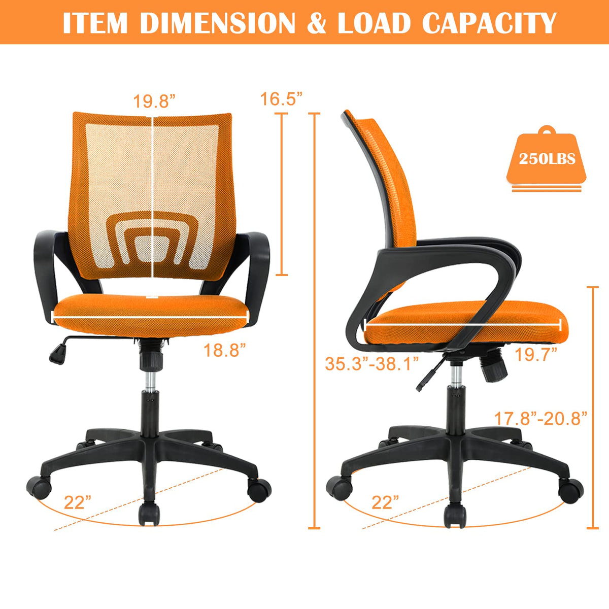 Adjustable Mesh Office Chair with Lumbar Support C41492