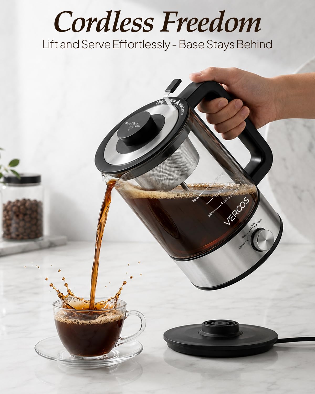 Electric 6-Cup Glass Percolator Coffee Pot Q745