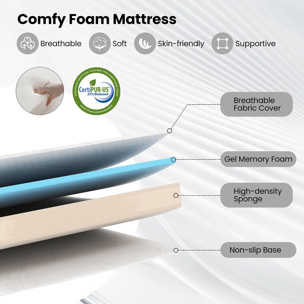 Twin Folding Bed Frame with Memory Foam Mattress F400144