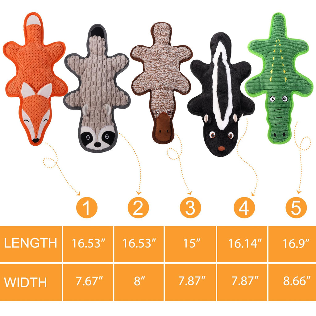 5 Pack Squeaky Plush Dog Toys with Crinkle Paper D36111