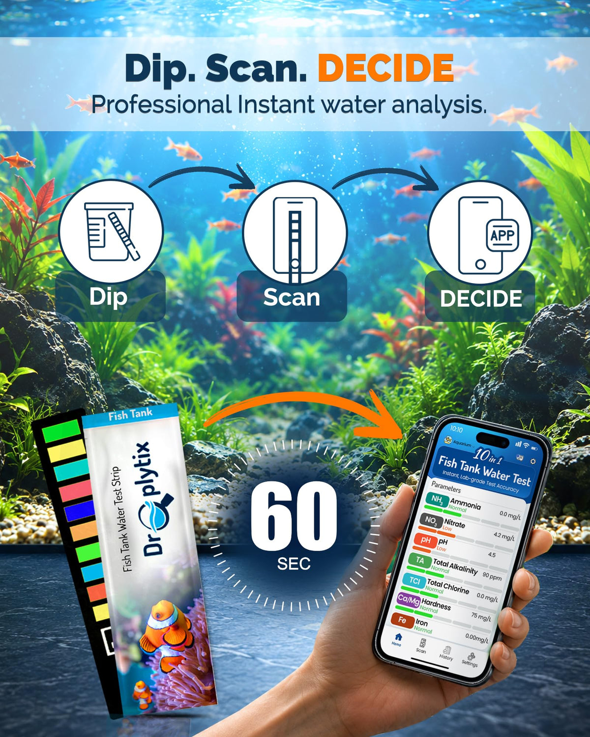 App-Enabled 10-in-1 Aquarium Water Test Kit Q6886