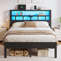 Full Size Bed Frame with Charging Station and LED Y88694