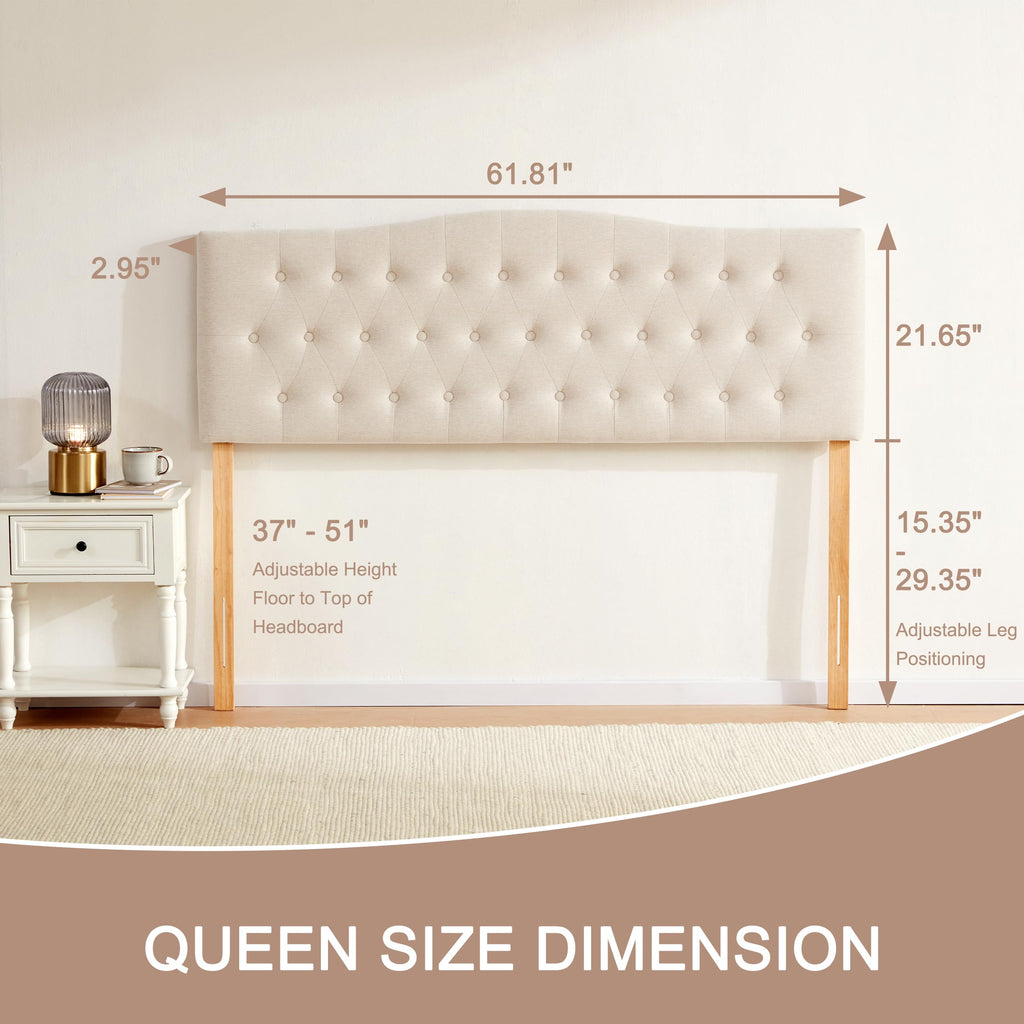 Beige Queen Size Tufted Headboard G906