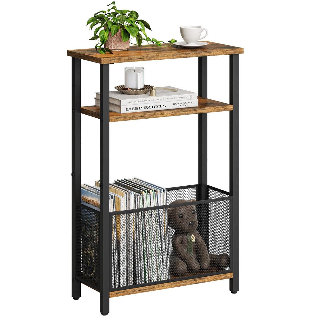 Narrow 3 Tier Side Table with Storage Basket G305