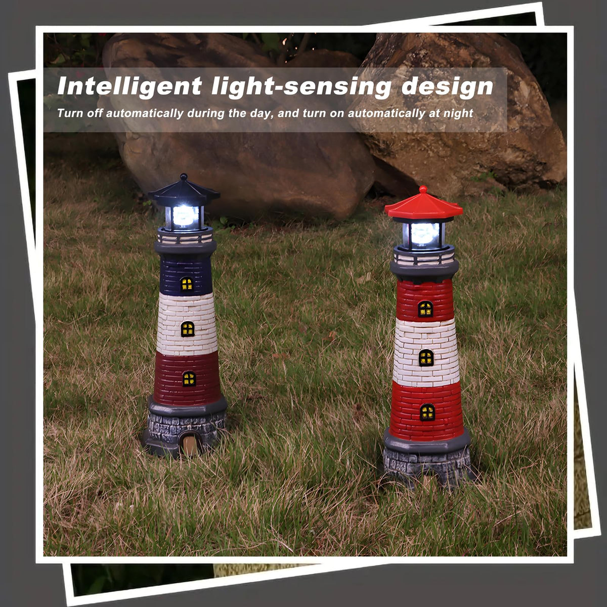Solar Outdoor Lighthouse Garden Statue Q967
