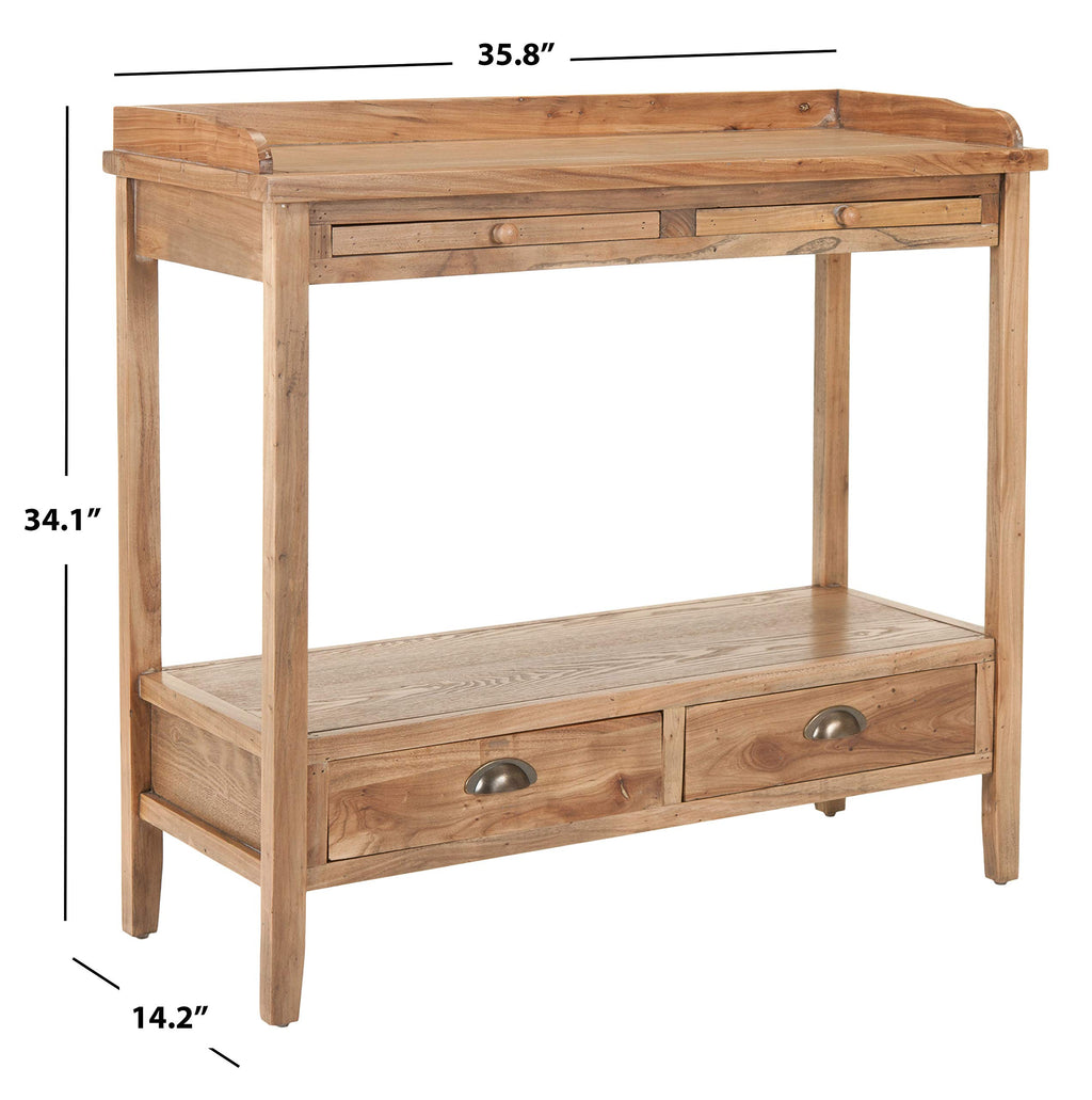 Weathered Oak Console Table with Drawers & Shelf B437973