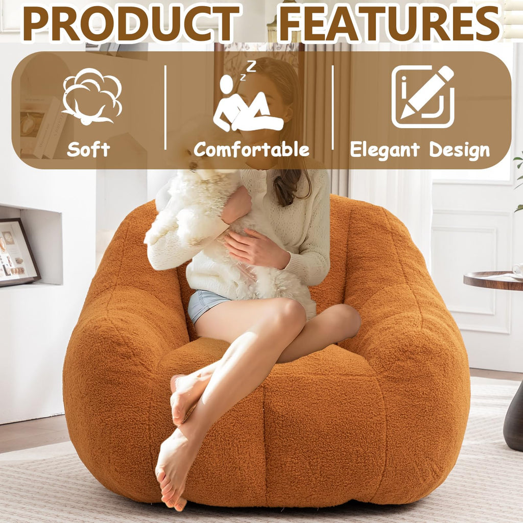 Faux Fur Oversized Bean Bag Chairs with Filler X1400