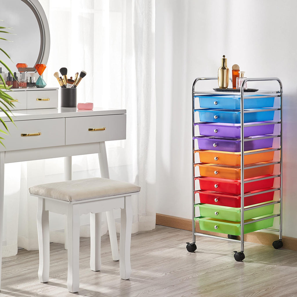 10 Drawer Rolling Cart with Locking Wheels N124
