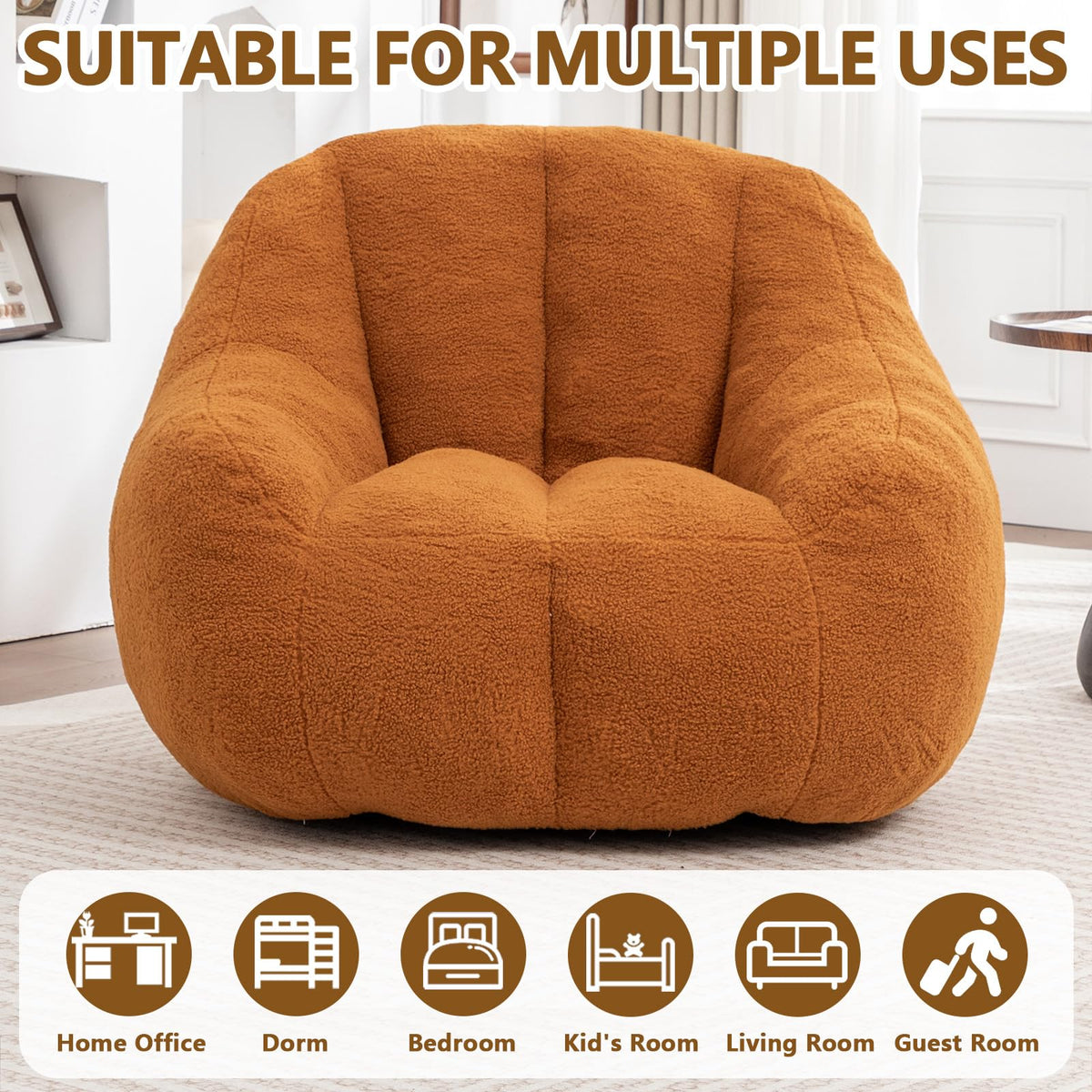 Faux Fur Oversized Bean Bag Chairs with Filler X1400