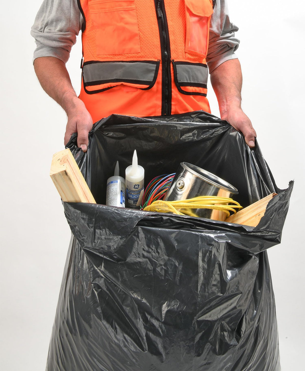 42 Gallon 4 MIL Black Heavy Duty Trash Bags Pack of 32 E1998
