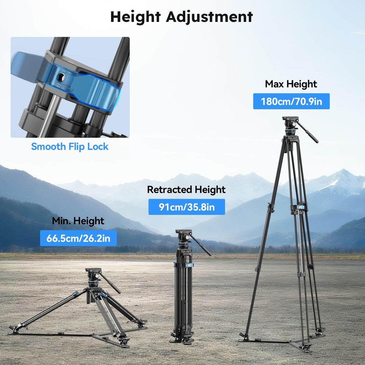 Carbon Fiber Video Tripod with Fluid Head V721