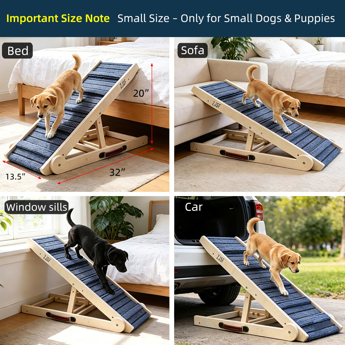 Foldable Wooden Dog Ramp 4 Adjustable Heights L23974