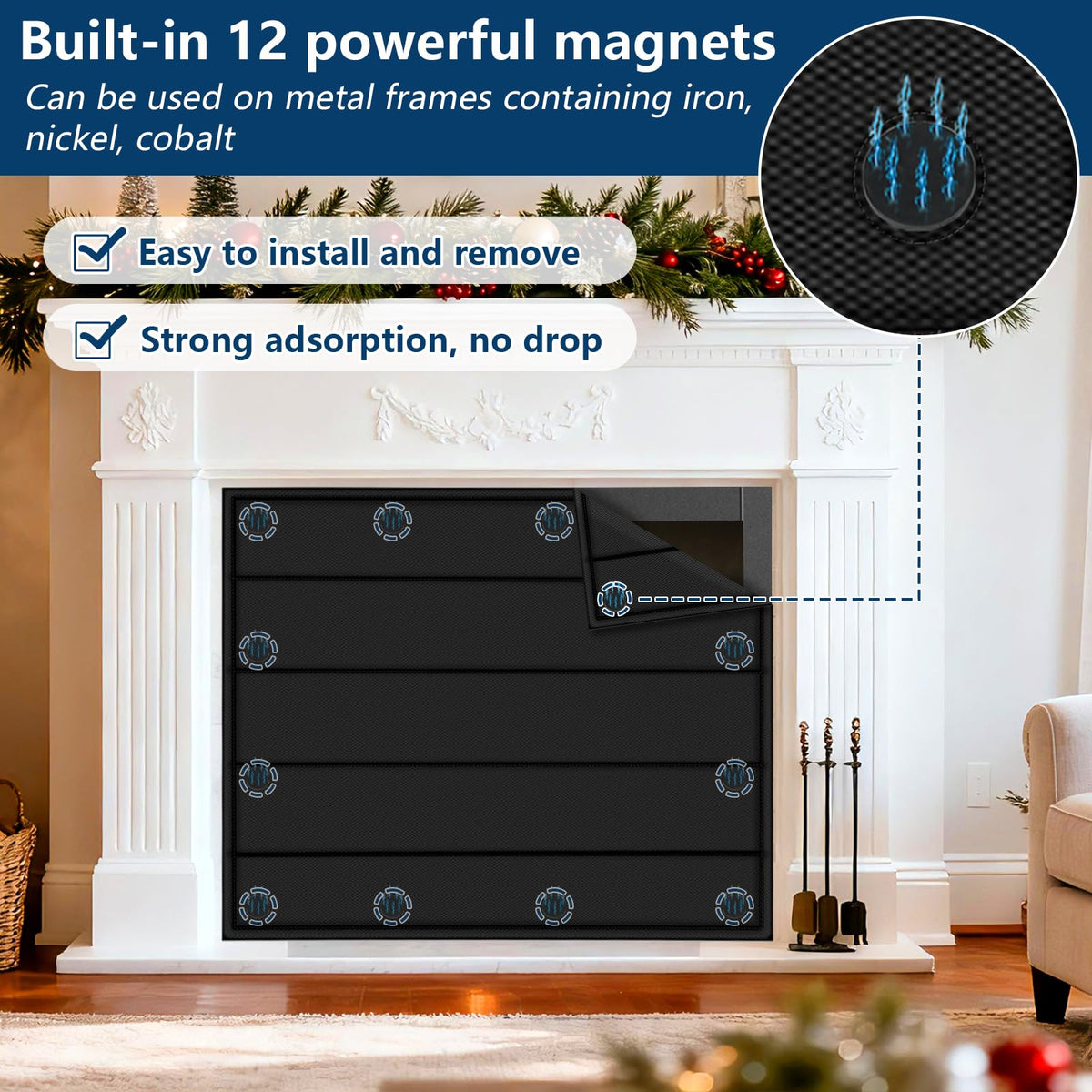 Magnetic Fireplace Cover 39"x32" Draft Stopper H217090