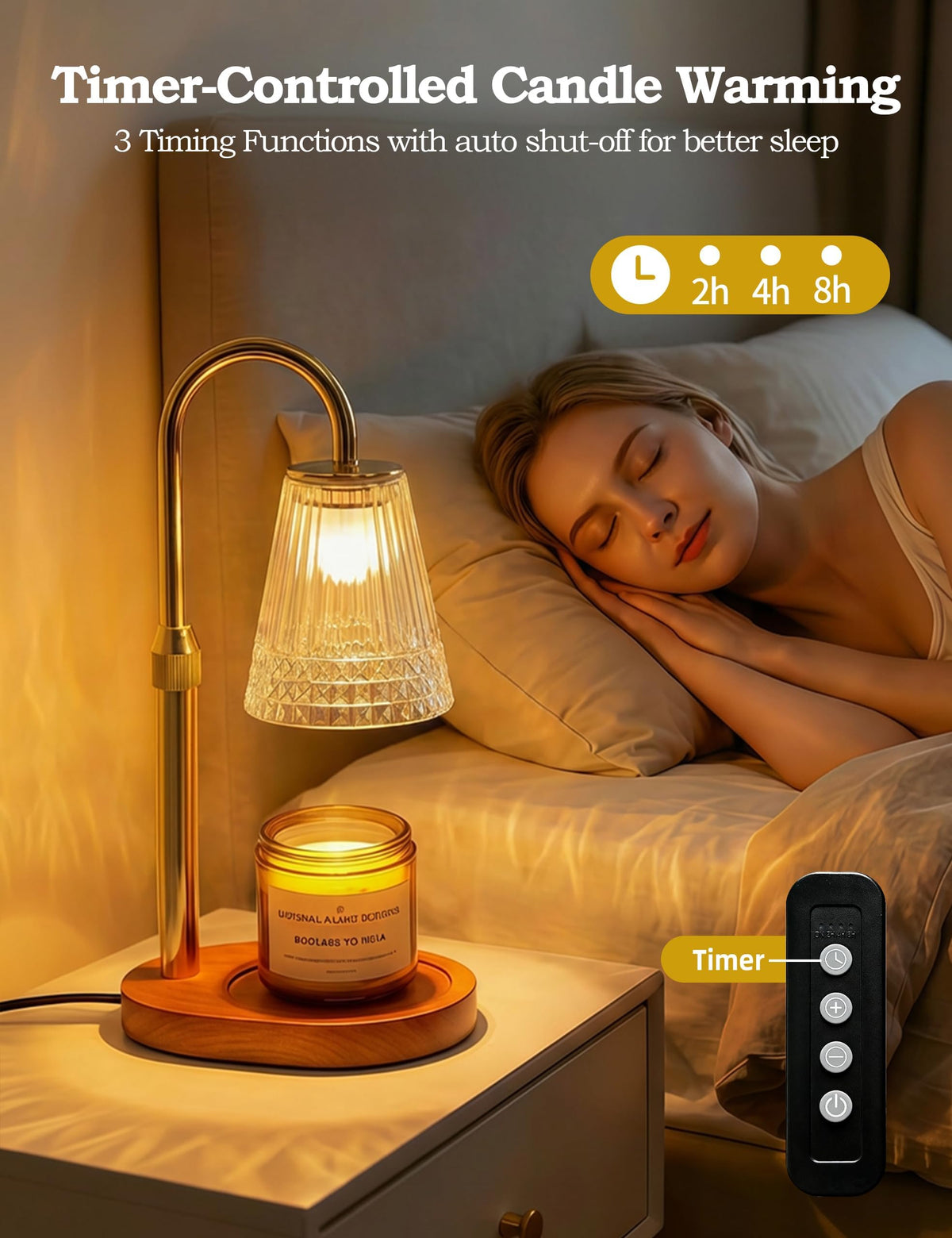 Dimmable Height Adjustable Candle Warmer Lamp with Timer Z708968