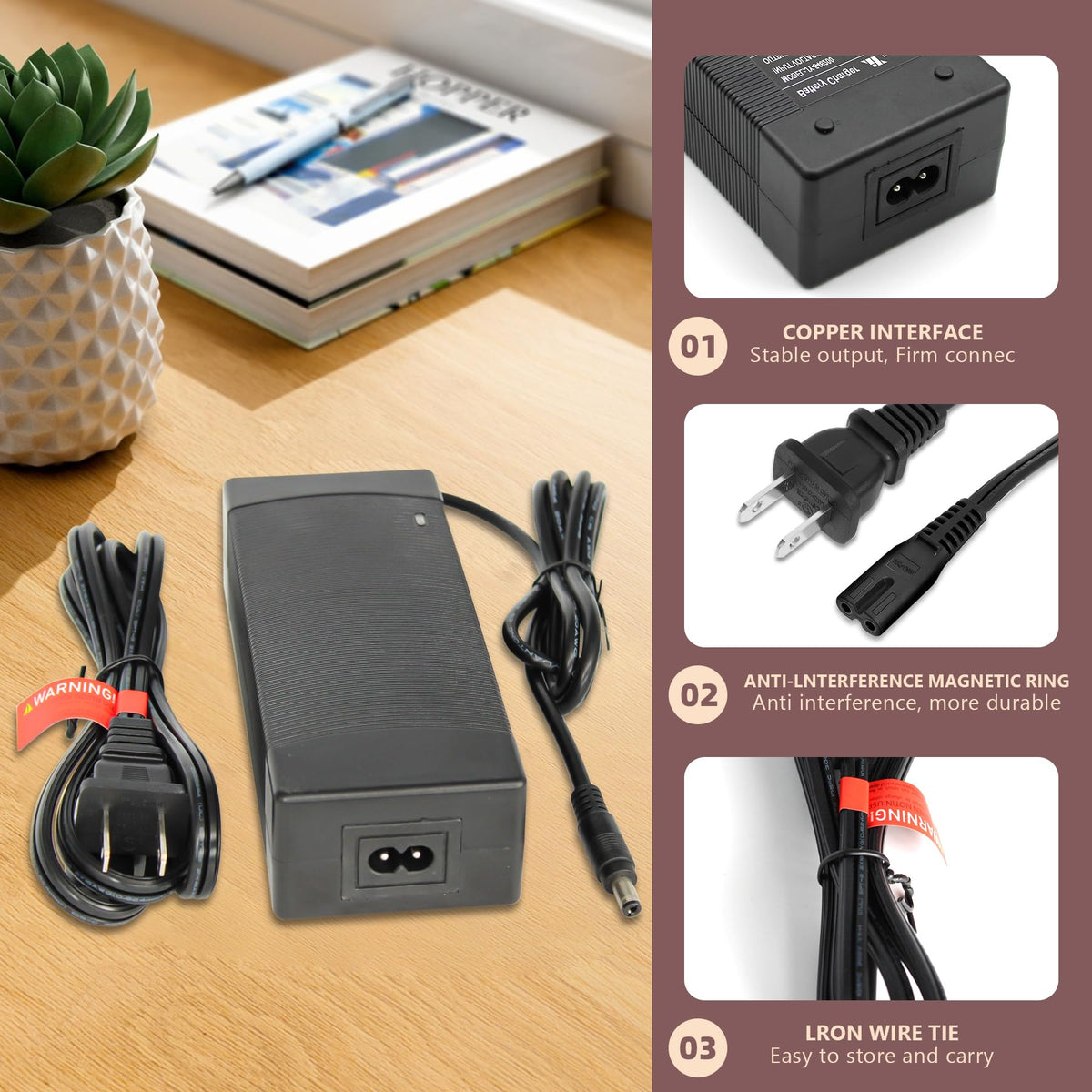 54.6V 2A Lithium Battery Charger with 5 Adapter Plugs U7759