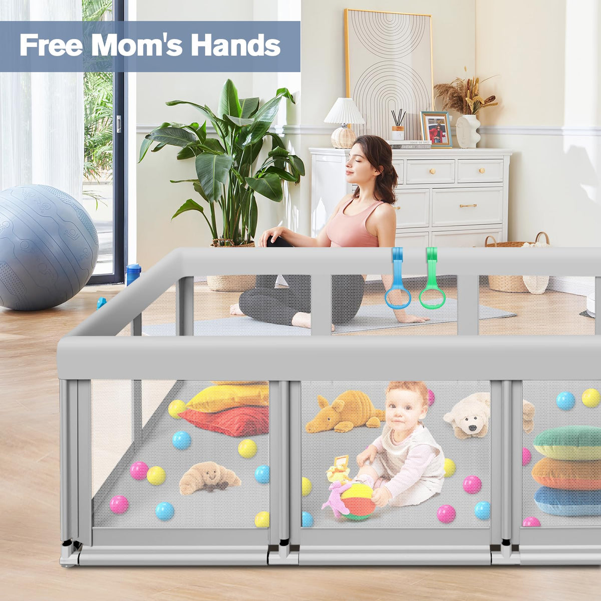 Large Baby Playpen with Soft Breathable Mesh Z316