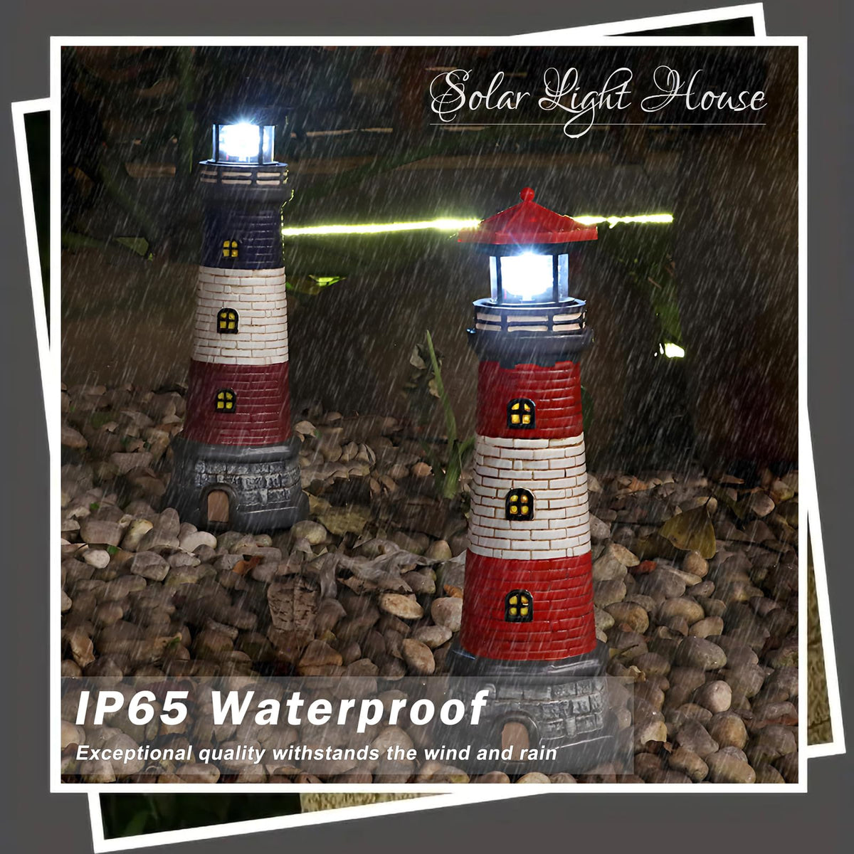 Solar Outdoor Lighthouse Garden Statue Q967