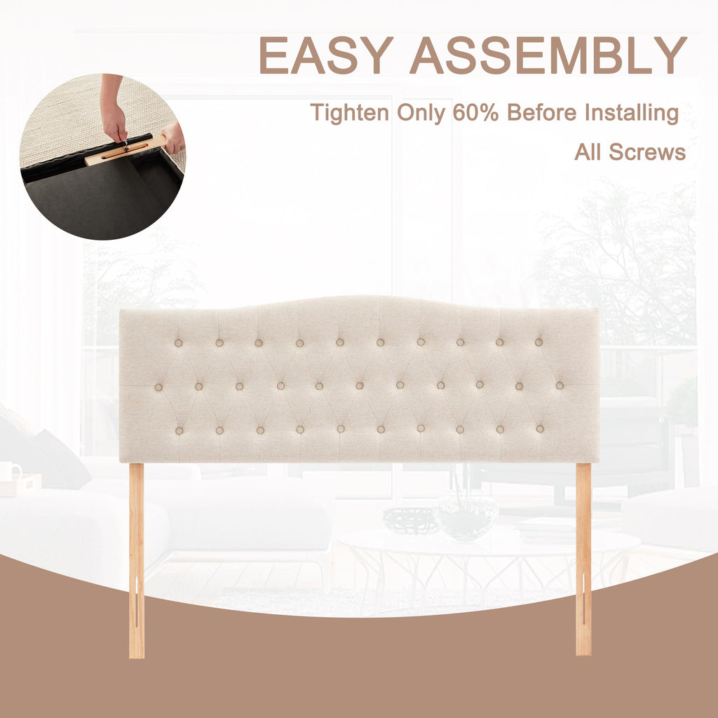 Beige Queen Size Tufted Headboard G906