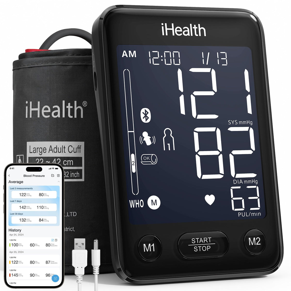 Bluetooth Upper Arm Blood Pressure Monitor with Large Cuff G33881