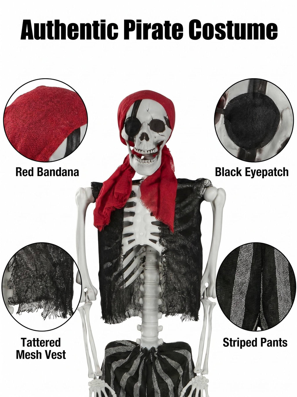 Life Size Pirate Skeleton Halloween Decoration R367