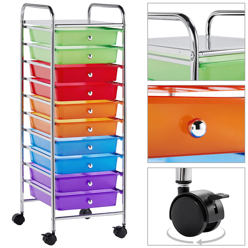 10 Drawer Rolling Cart with Locking Wheels N124