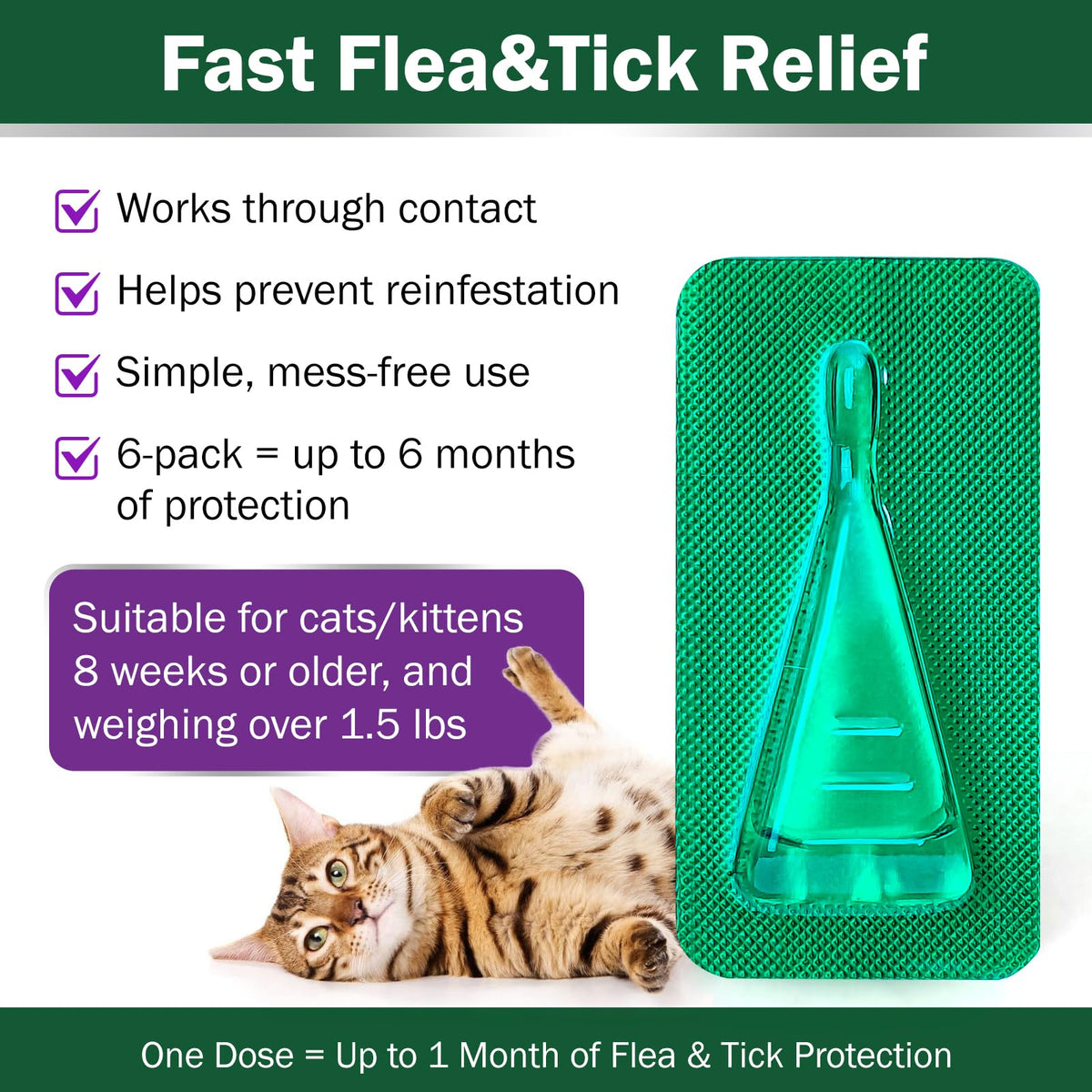 Cat Flea and Tick Prevention 6-Month Supply T5569