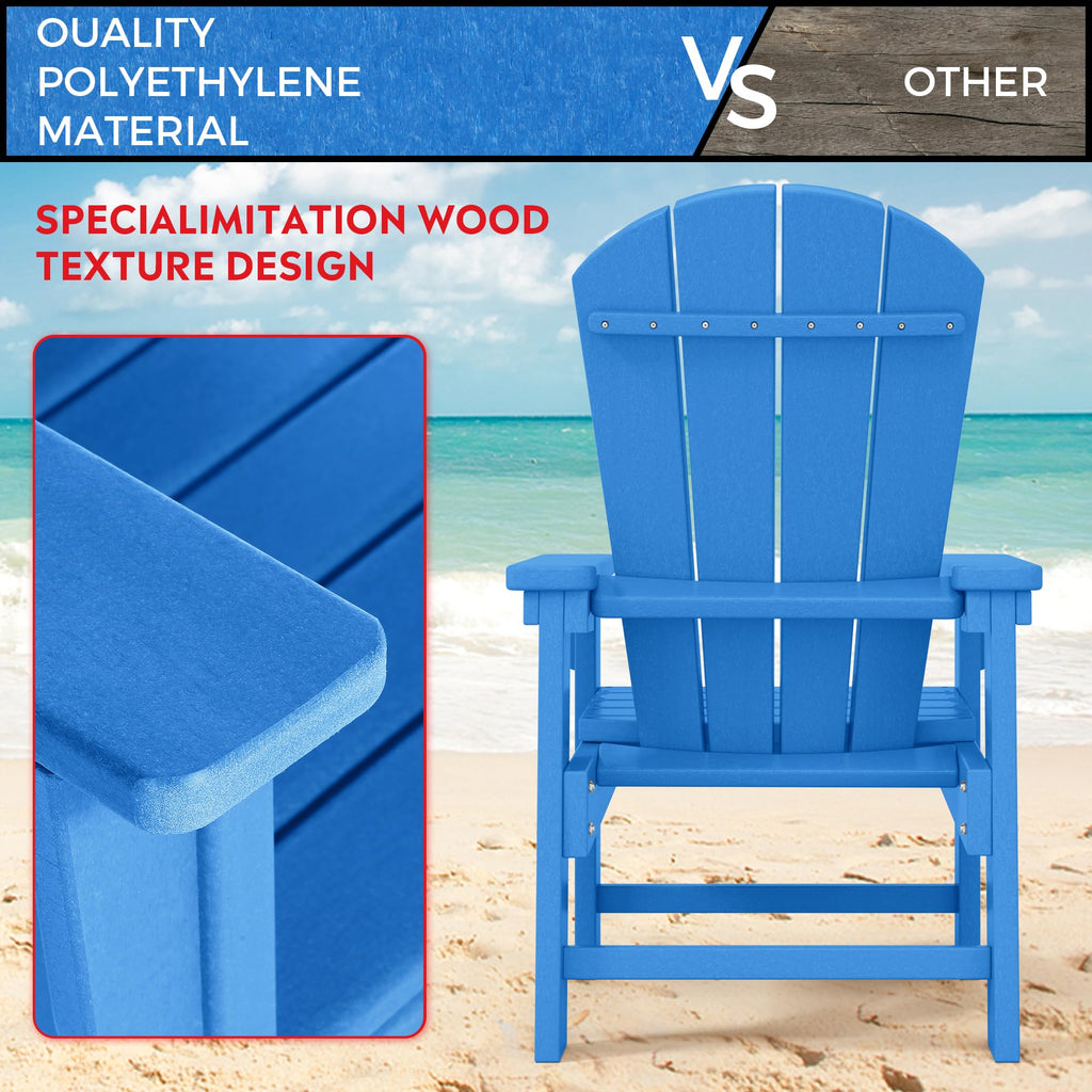 Kids Adirondack Chair Set of 4 Plastic Outdoor Pacific Blue A469