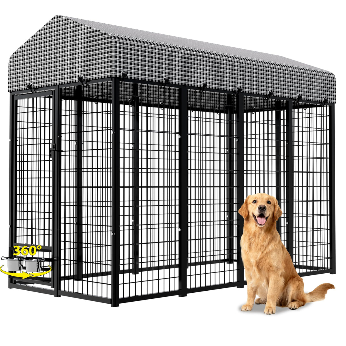 Heavy Duty Outdoor Dog Kennel with Roof Cover R65932