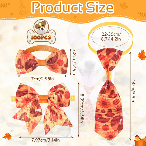 100 Pieces Fall Thanksgiving Day Dog Bow Tie Collar Set M630