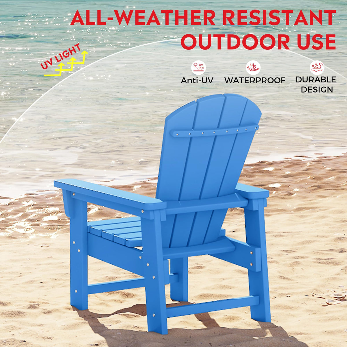 Kids Adirondack Chair Set of 4 Plastic Outdoor Pacific Blue A469