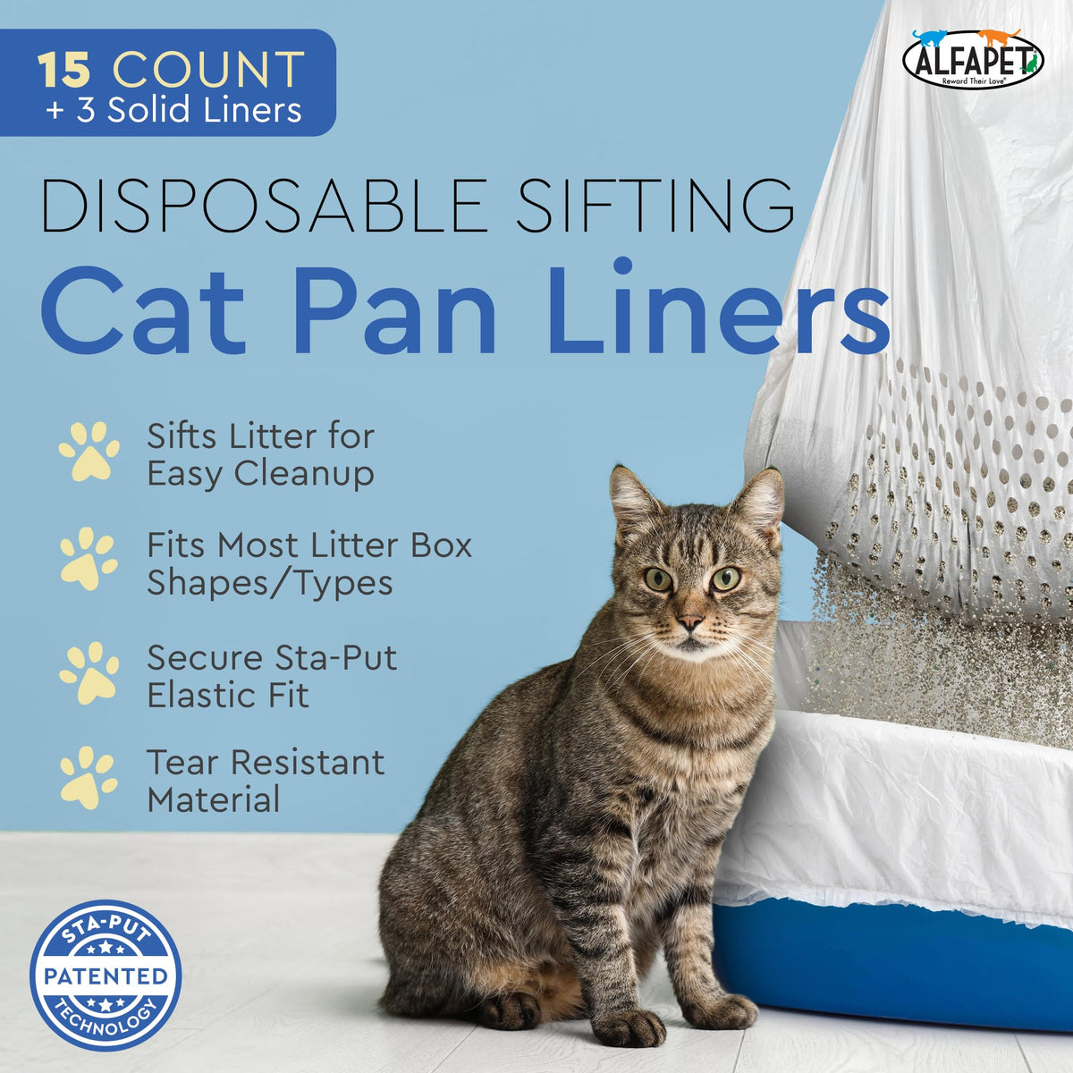 Jumbo 15 Count Pack of 5 Cat Litter Box Liners A135