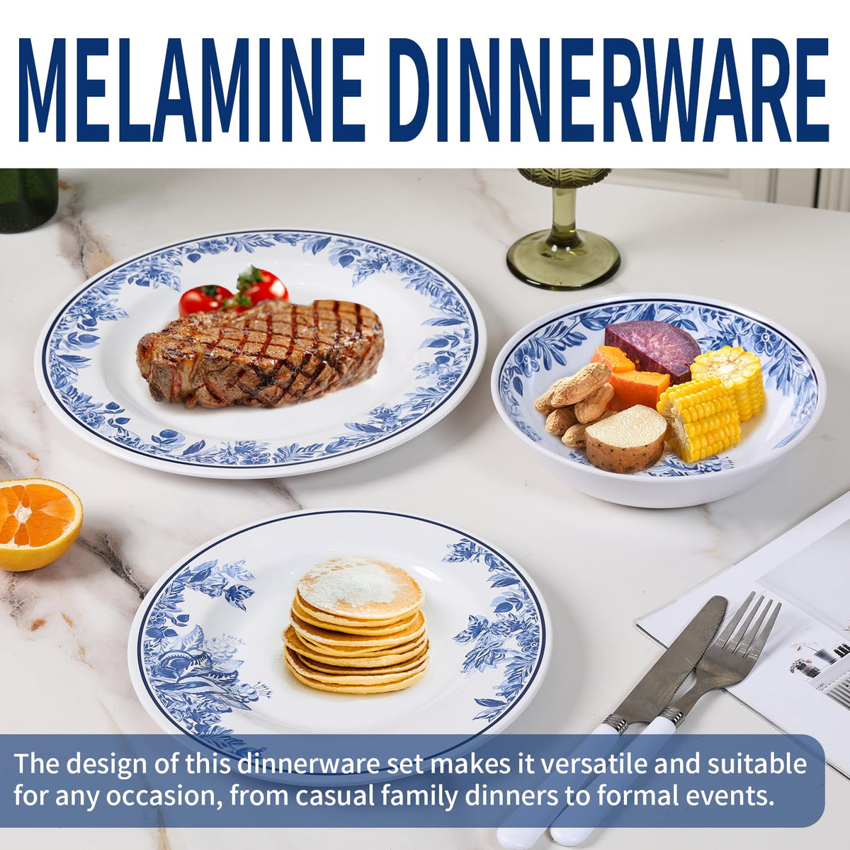 12 Pc Floral Melamine Dinnerware Set G322