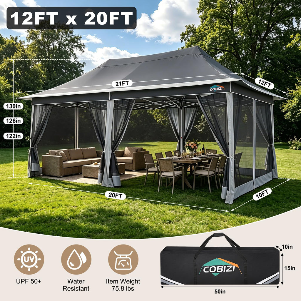 12x20 Pop Up Gazebo with Mosquito Netting N906475