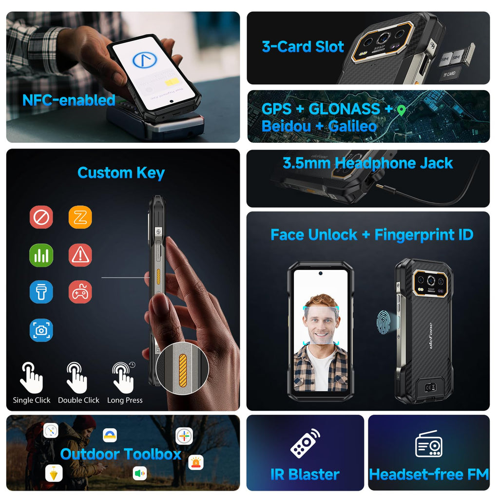 Rugged Smartphone Unlocked 64MP Night Vision 50MP Ultra-Wide Camera B514884